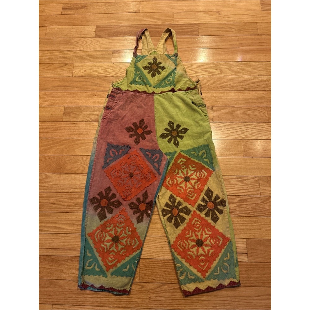 Patchwork Floral Jumpsuit Womens S/M Multicolor Bohemian Indie Artsy Cottagecore